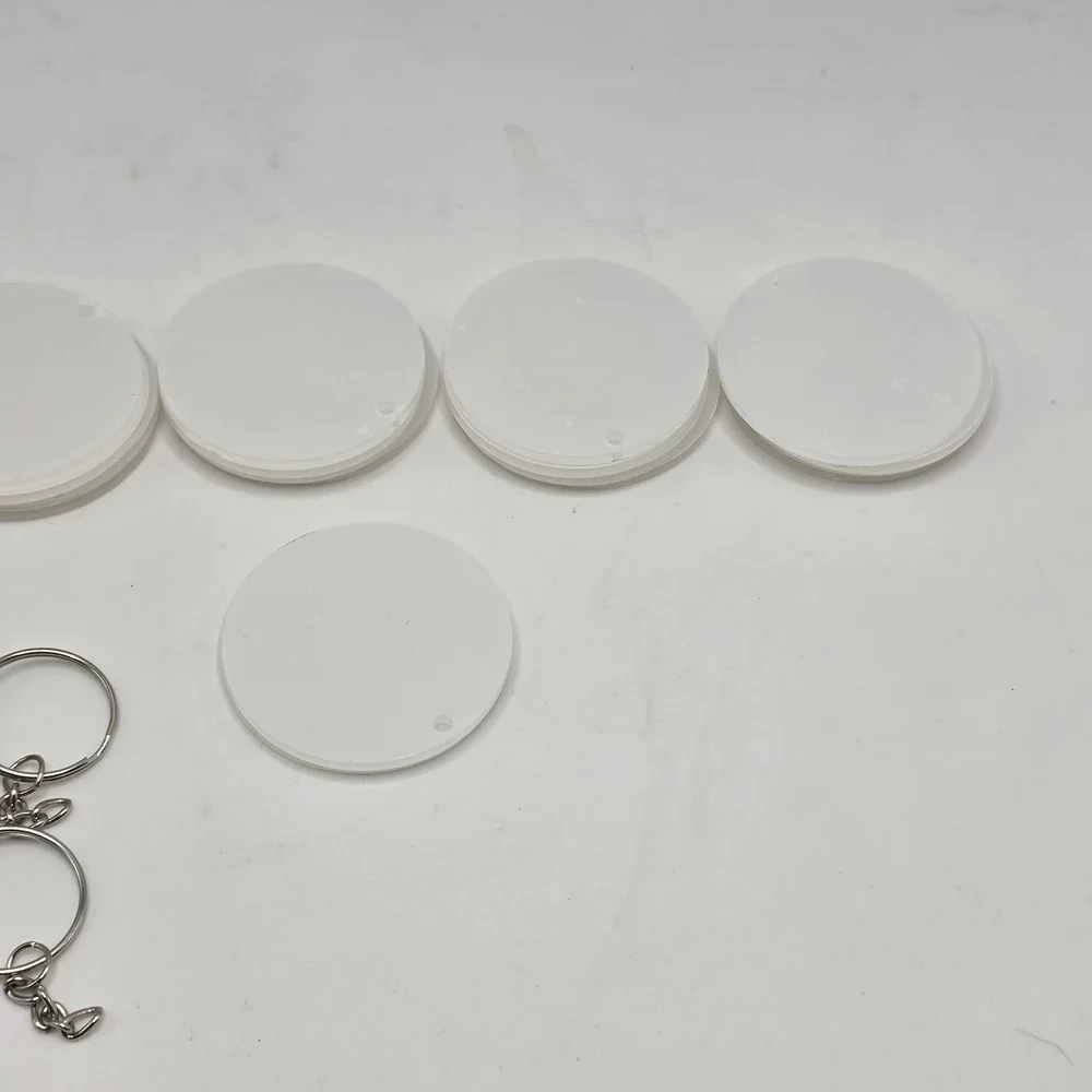 22 Acrylic Circle Discs Unisex White DIY Keychain‎ Blanks Craft Supplies